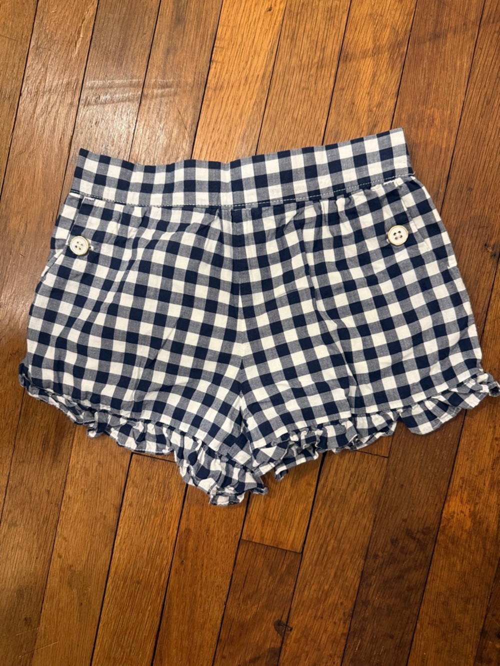 Janie and Jack Navy and White Gingham Ruffle Hem Shorts